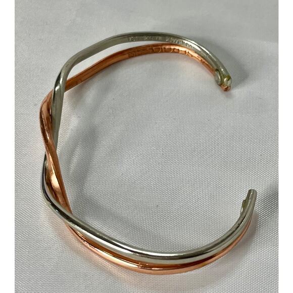 Sergio Lub "Life's Force" Magnetic Copper & Silver Signed Cuff Bracelet 6" - Picture 8 of 10